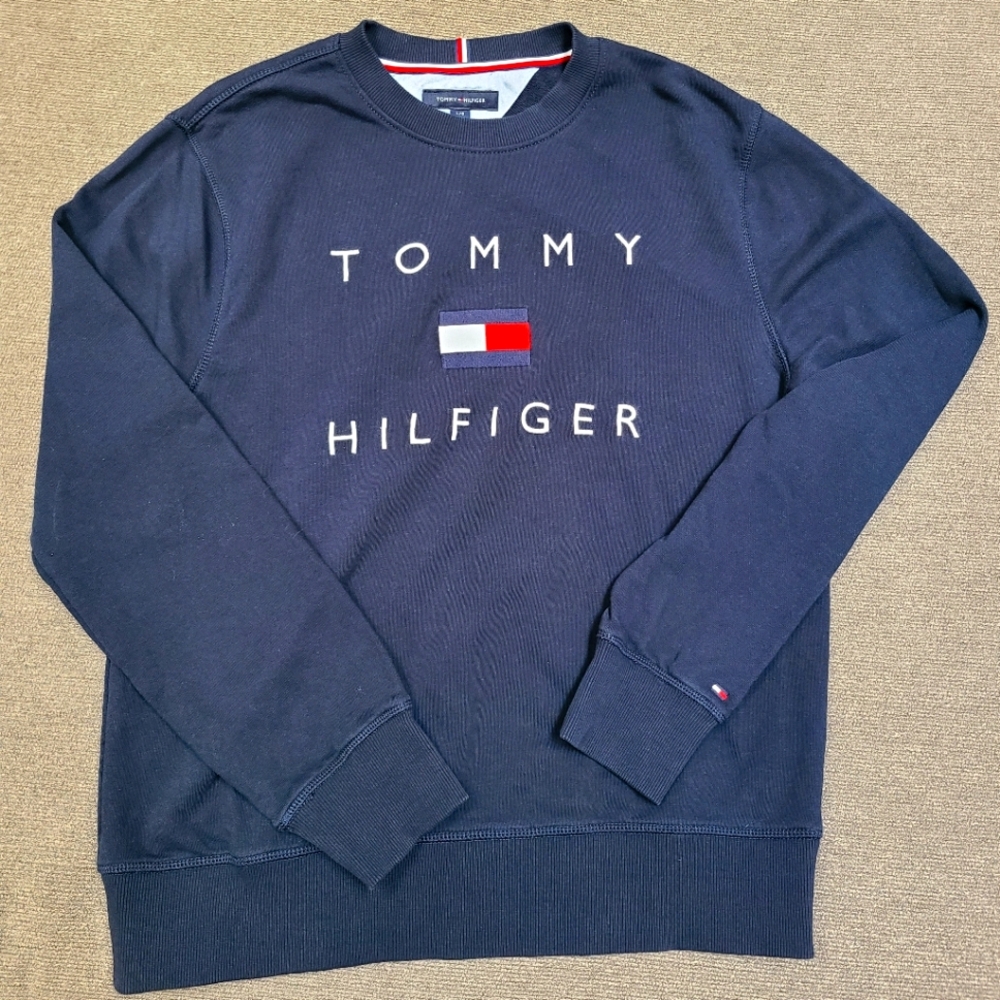 Mens Tommy Hilfiger Crewneck Sweatshirt Size Large Navy Blue